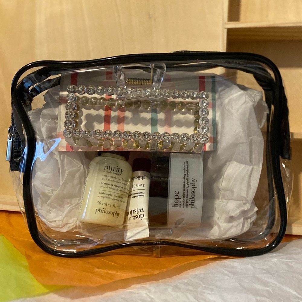 NEW Philosophy bundle and hair clip in clear pouch